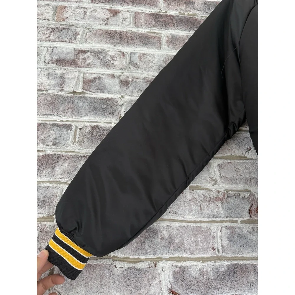 Vtg Pittsburgh Steelers Spell Out Men Large Satin Jacket Chalk Line Embroidered - Picture 8 of 16
